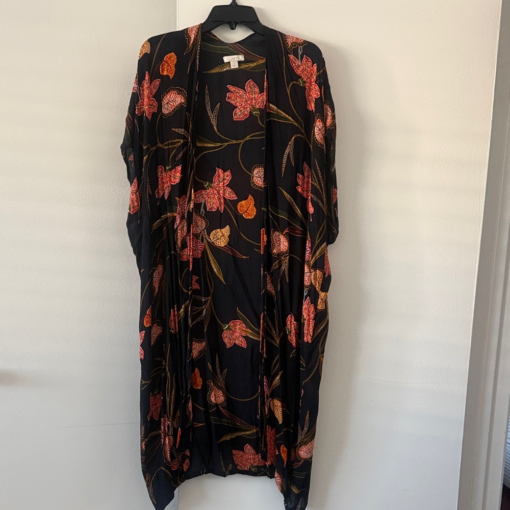 Loft Floral Black Kimono Cardigan
